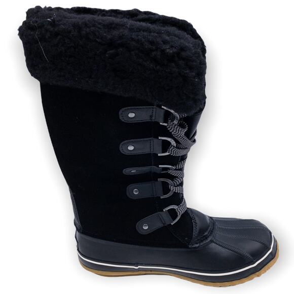 BEARPAW Denali Suede Shearling Cuff Accent Winter Duck Boots Black 10 Women's - Picture 3 of 14